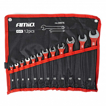 Satz flacher Ringmaulschlüssel CRV 6–22 mm 12 Stk. AMIO-04976