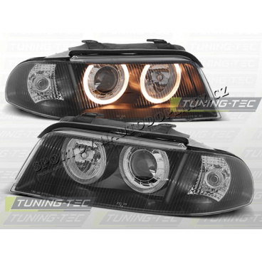 AUDI A4 (B5) 1999-00 FRONT CLEAR LIGHTS ANGEL EYES BLACK