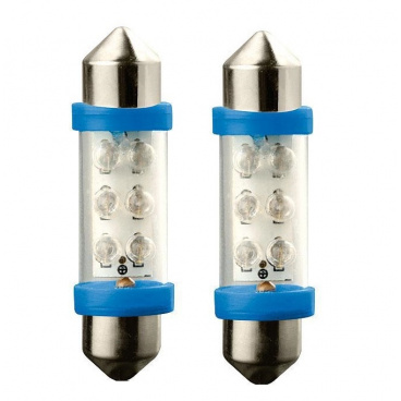 6 LED-Leuchtmittel Sulfitblau 39 mm 2 Stk
