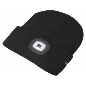 Kappe SCHWARZ mit LED-Taschenlampe, USB-Aufladung