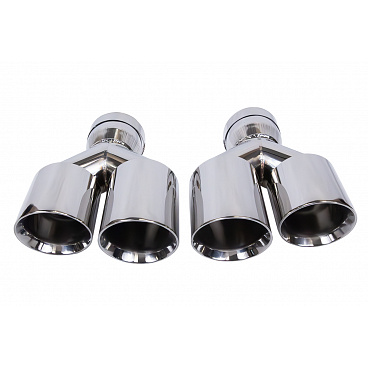 Endstück des Schalldämpfers 89mmx2 Eingang 76mm Poliert Set