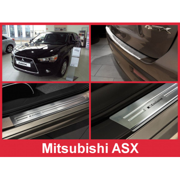 Edelstahl-Abdeckungsset-Heckstoßstangenschutz+Türschwellenschutzleisten Mitsubishi ASX 2010-16