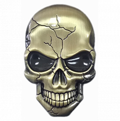 Selbstklebendes Metallemblem SCHÄDEL (gold) 43x68 mm