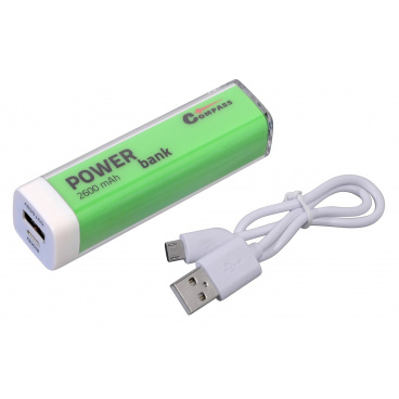 POWER BANK 2600mA + 30cm Kabel, grün POWER BANK 2600mA + 30cm Kabel, grün