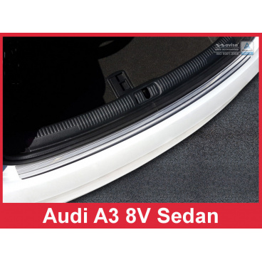 Edelstahlabdeckung - Schwellenschutz für die hintere Stoßstange Audi A3 2016+ Edelstahlabdeckung - Schwellenschutz für die hintere Stoßstange Audi A3 2016+