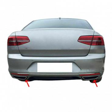 Edelstahl polierte Auspuffblenden Omtec VW Passat B8 2015-19 Limousine Edelstahl polierte Auspuffblenden Omtec VW Passat B8 2015-19 Limousine