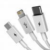 Multikabel für USB-Telefon/ 3 Anschlüsse (iPhone + iPad, USB Typ C und microUSB)