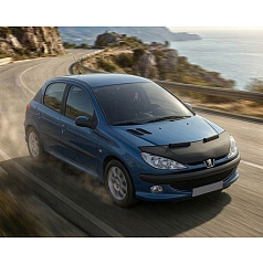 Motorhauben-Bra für den vorderen Teil schwarz Peugeot 206 1998-2012
