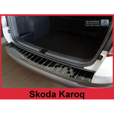 Schutzblech der hinteren Stoßstange Škoda Karoq Edelstahl schwarz glänzend Schutzblech der hinteren Stoßstange Škoda Karoq Edelstahl schwarz glänzend