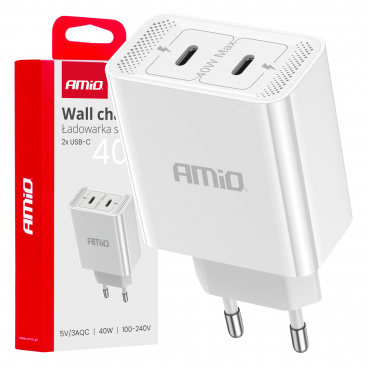 Netzladegerät 2xUSB-C 40W Quick Charge 230V AMiO-03892 Netzladegerät 2xUSB-C 40W Quick Charge 230V AMiO-03892
