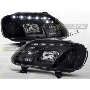VW TOURAN / CADDY 2003–06 FRONT CLEAR LIGHTS DAYLIGHT LED BLACK