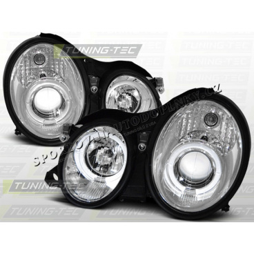 MERCEDES CLK W 208 1997-02 FRONT CLEAR LIGHTS ANGEL EYES CHROME