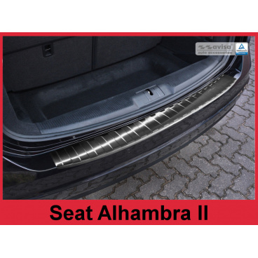 Edelstahlabdeckung – schwarzer Schwellenschutz für die hintere Stoßstange Seat Alhambra II 2010+