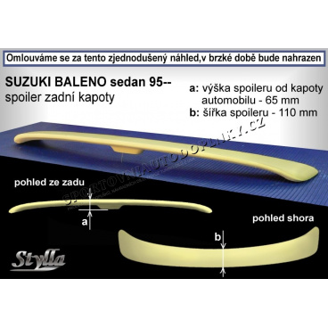 Heckspoiler für Suzuki Baleno Limousine (95+). Hauben SUB1L Heckspoiler für Suzuki Baleno Limousine (95+). Hauben SUB1L