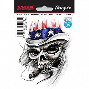 Aufkleber mit USA-Zigarrenschädel