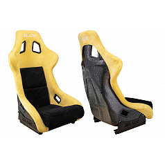 Sportsitz SLIDE KS2 Premium Schwarz & Gelb Velours Schwarz Glitzer