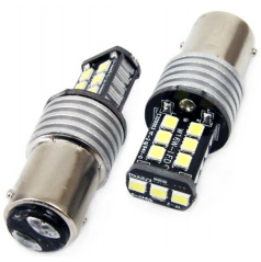 15 weiße SMD-LED-Einzelfadenlampen Ba15S 21W (P21W) CANBUS - 2 Stk