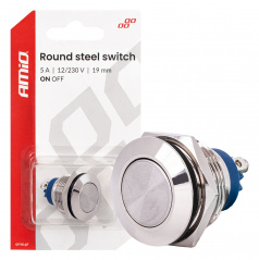 Flacher runder Stahlschalter EIN/AUS 19mm 5A 12/230V