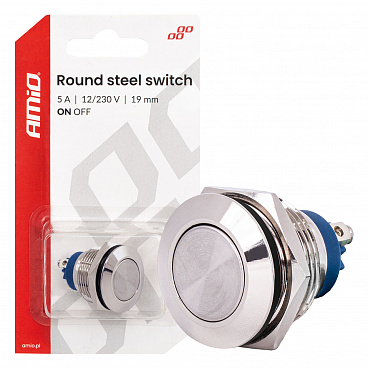Flacher runder Stahlschalter EIN/AUS 19mm 5A 12/230V Flacher runder Stahlschalter EIN/AUS 19mm 5A 12/230V