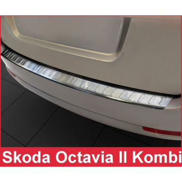 Edelstahl-Heckstoßstangenabdeckung matt Škoda Octavia II Kombi 2004-13 Edelstahl-Heckstoßstangenabdeckung matt Škoda Octavia II Kombi 2004-13