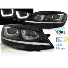 VW Golf 7 11.12-17 klare Frontleuchten U-Type schwarz DRL SEQ