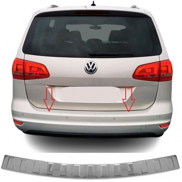 Polierte Edelstahlabdeckung der Oberkante der hinteren Stoßstange VW Sharan II 2010-2023 Polierte Edelstahlabdeckung der Oberkante der hinteren Stoßstange VW Sharan II 2010-2023