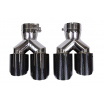 Endrohrdämpfer 89mmx2 Eingang 76mm Carbon Gloss Set