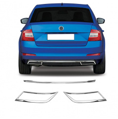 Edelstahl polierter Heckdiffusor 3 Stück Omtec Škoda Octavia III Limousine