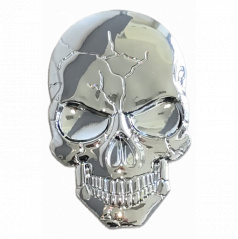 Selbstklebendes Metallemblem SCHÄDEL (Chrom) 43x68 mm