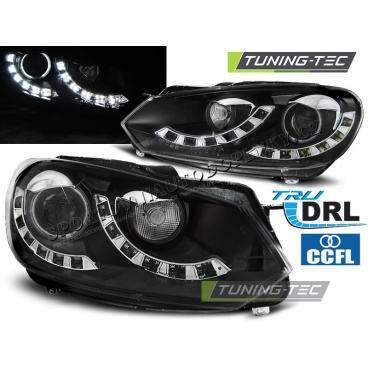 VW Golf 6 10.2008 – klare Frontleuchten, tageslichtschwarz, Dual-Tagfahrlicht