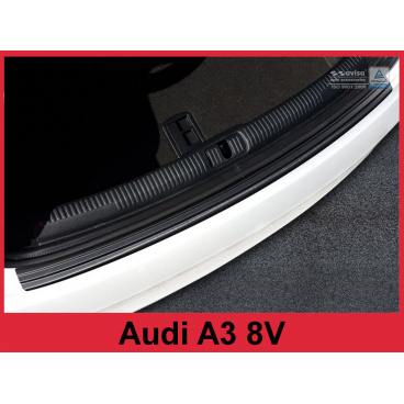 Edelstahlabdeckung - schwarzer Schwellenschutz der Heckstoßstange Audi A3 8V 2016+