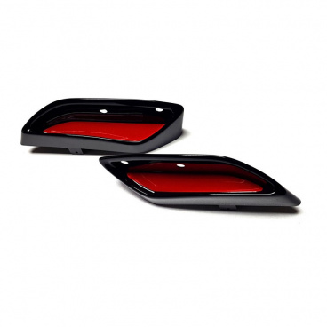 Auspuffattrappe RS-Style im Design RS230 Schwarz glänzend – Rot leuchtend – Škoda Superb III