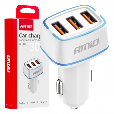 Autoladegerät 3x USB-A 30W 12/24V AMiO-03889 Autoladegerät 3x USB-A 30W 12/24V AMiO-03889