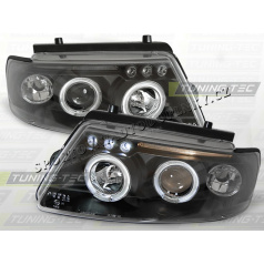 VW PASSAT B5 (3B) 1996-00 FRONT CLEAR LIGHTS ANGEL EYES BLACK
