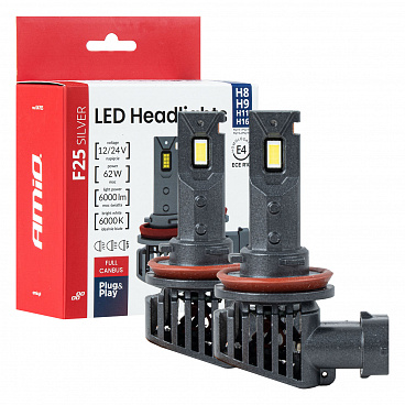 LED-Autolampen F25 SILVER FULL CANBUS 62W H8 H9 H11 H16 12V 24V AMIO-04705