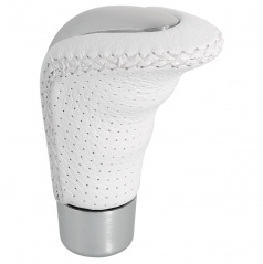 Schalthebelkopf weiß (Leder, Aluminium)