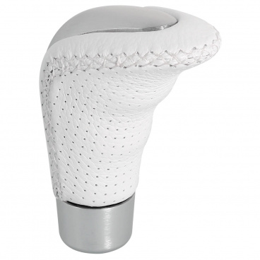 Schalthebelkopf weiß (Leder, Aluminium)