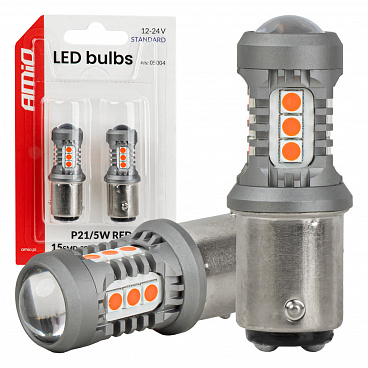 LED-Lampen STANDARD BAY15D P21/5W 3030 15SMD rot 12V 24V AMIO-05004 LED-Lampen STANDARD BAY15D P21/5W 3030 15SMD rot 12V 24V AMIO-05004