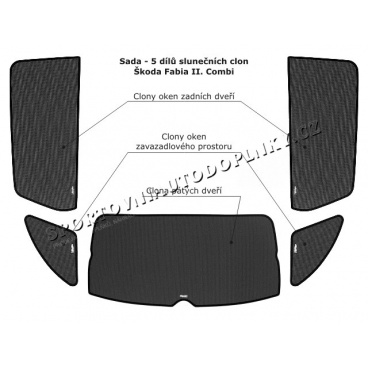 Sonnenblenden-Set – Hintertür, Heckscheiben, fünfte Tür, Škoda Fabia II Combi Sonnenblenden-Set – Hintertür, Heckscheiben, fünfte Tür, Škoda Fabia II Combi