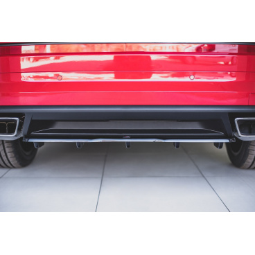 Zentralspoiler unter der Heckstoßstange mit Rippen für Škoda Kodiaq RS, Maxton Design (glänzend schwarzer ABS-Kunststoff) Zentralspoiler unter der Heckstoßstange mit Rippen für Škoda Kodiaq RS, Maxton Design (glänzend schwarzer ABS-Kunststoff)