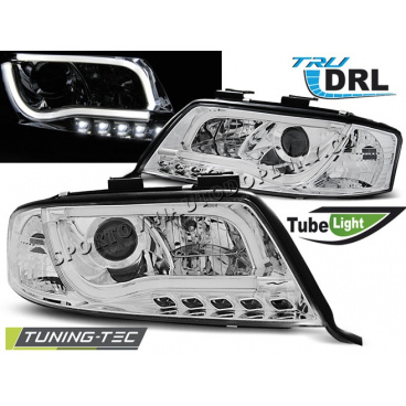 Audi A6 05.1997-05.2001 klare Vorderlichter, LED-Röhrenlichter, TRU DRL, Chrom