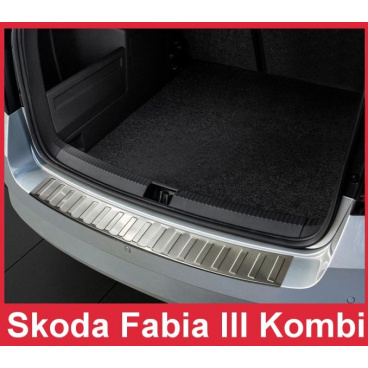 Heckstoßstangenabdeckung aus Edelstahl, matt Škoda Fabia III 2015+ Heckstoßstangenabdeckung aus Edelstahl, matt Škoda Fabia III 2015+