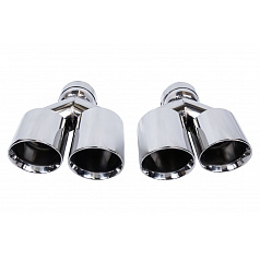 Endrohr 89mmx2 Eingang 70mm Poliert Set