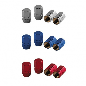 Ventilkappen - Aluminium sechseckig, verschiedene Farben, Satz à 4 Stück