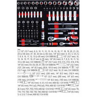 Mobiler Werkstattschrank mit Werkzeug (211 Stück) 7 Schubladen