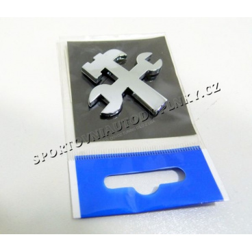 Selbstklebendes 3D-Werkzeuglogo aus Chrom