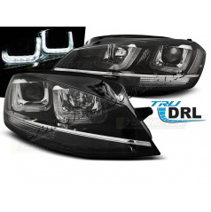 VW Golf 7 11.2012 – Klare Vorderlichter U-Type, Schwarz mit Chrome Line