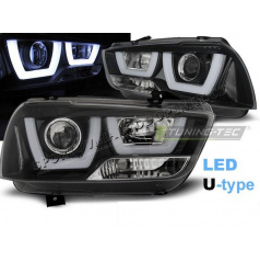 Klare Frontleuchten für Dodge Charger LX II 2011–15, Tube Light Schwarz