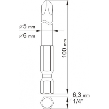 Bitsatz 1/4" 2-teilig Kreuz L=100 mm PH1, PH2