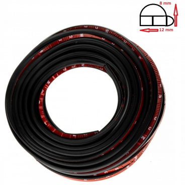 Gummi-Türdichtung 12x8 mm / 25 Meter mit Kleber